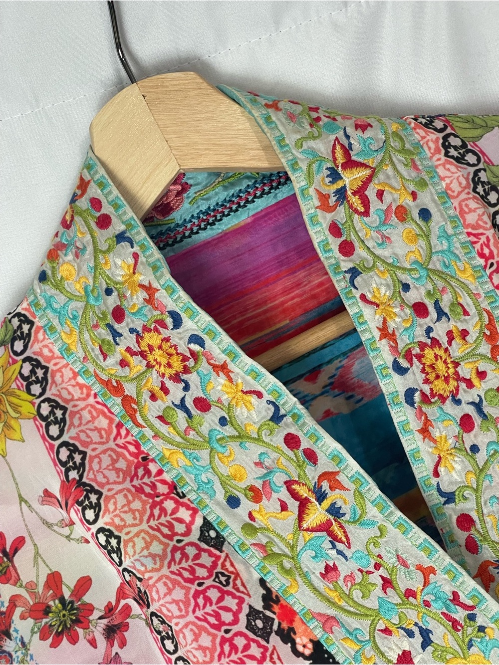 Johnny Was Maci Reversible cardigan Kimono Robe Jacket Embroidered Floral M - Picture 7 of 9